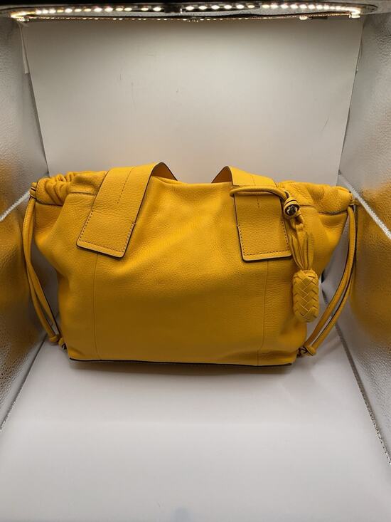 Vince Camuto Handbags - Vince Camuto Yellow Pebbled Satchel Top Handle Detachable Strap Drawstring Zip